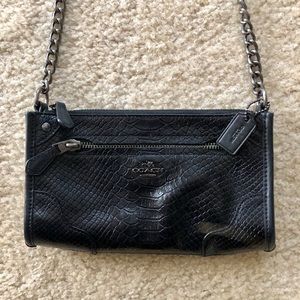 Coach Black Croc-Embossed Leather Crossbody
